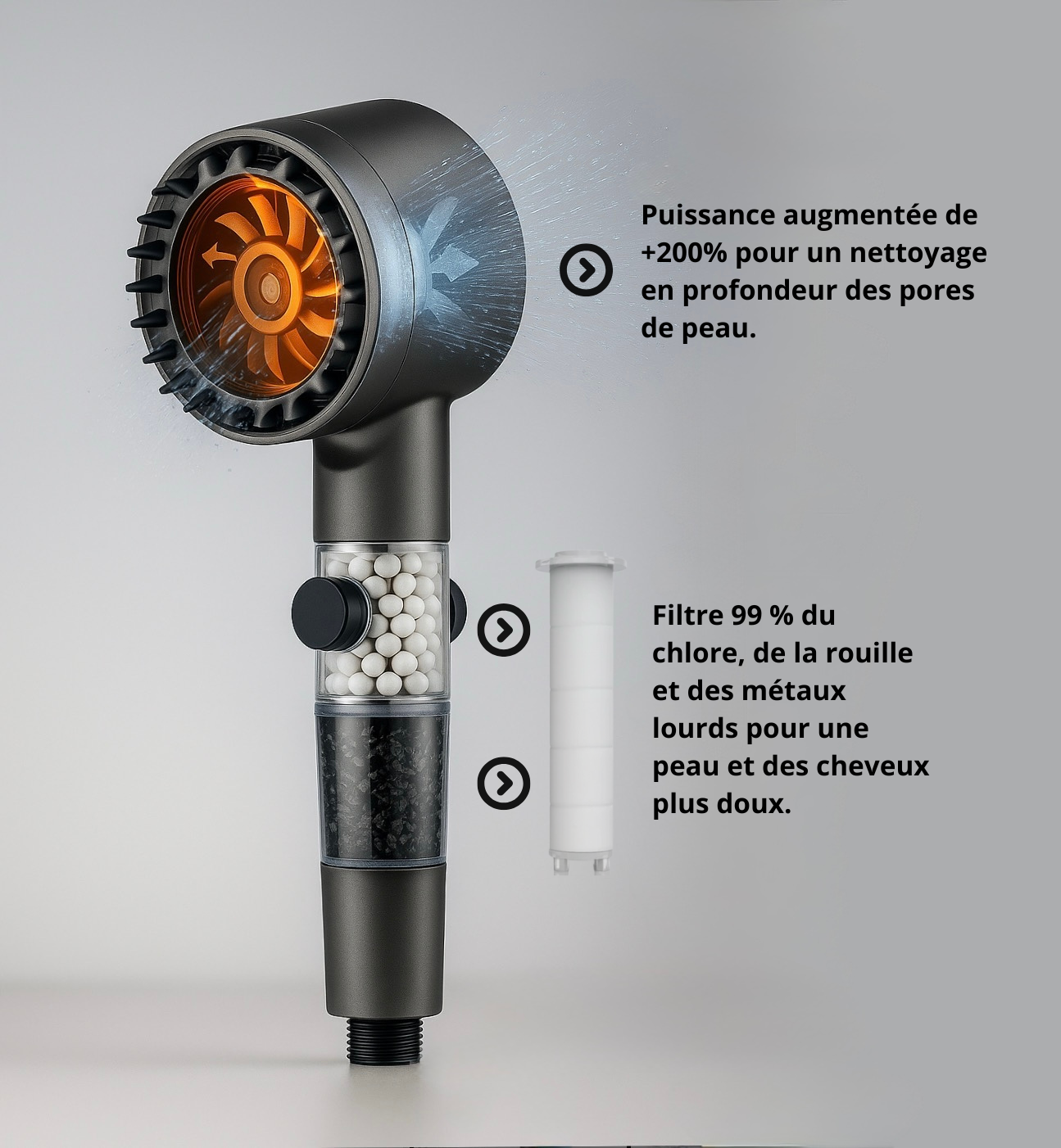 NüVia™ pommeau de douche haute pression